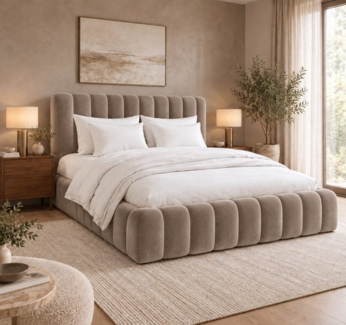 Boucle fabric bubble bed frame - boucle,