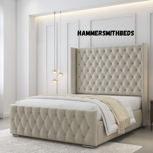 Luxury winged bed frame plush - bed,