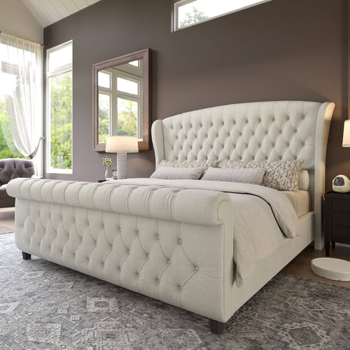 Scroll sleigh bed - bed, frame