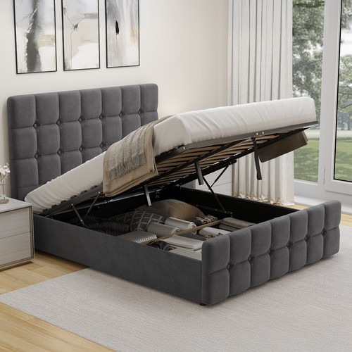 Velvet ottoman storage bed - ottoman,