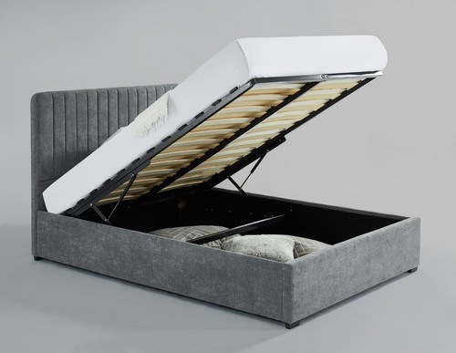 Grey fabric ottoman bed - ottoman,