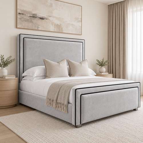 Ottoman upholstered piping bed - ottoman,