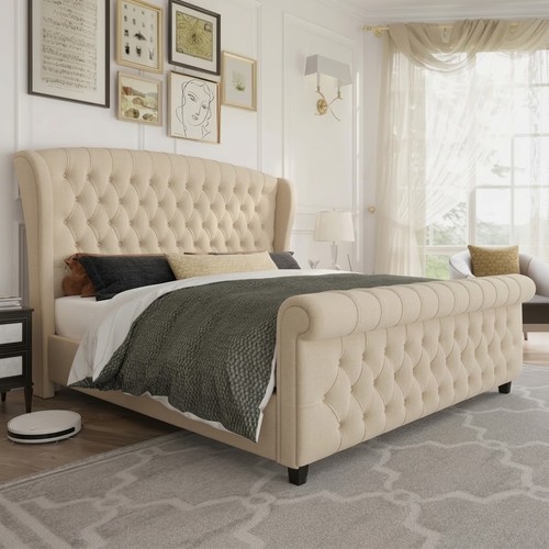 Luxury tulip wing - sleigh, bed