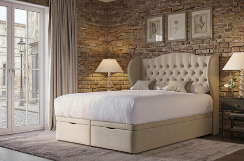 Curved winged ottoman - ottoman, divan