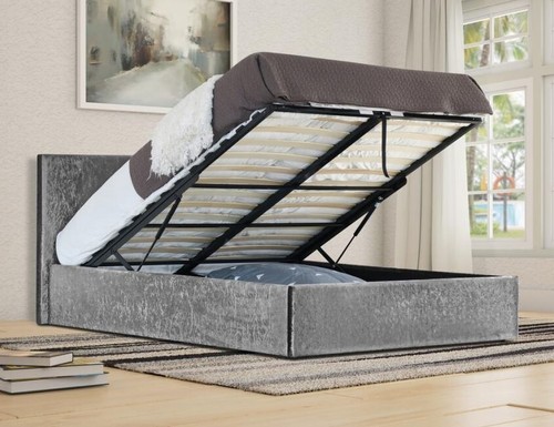 Silver velvet ottoman - silver,