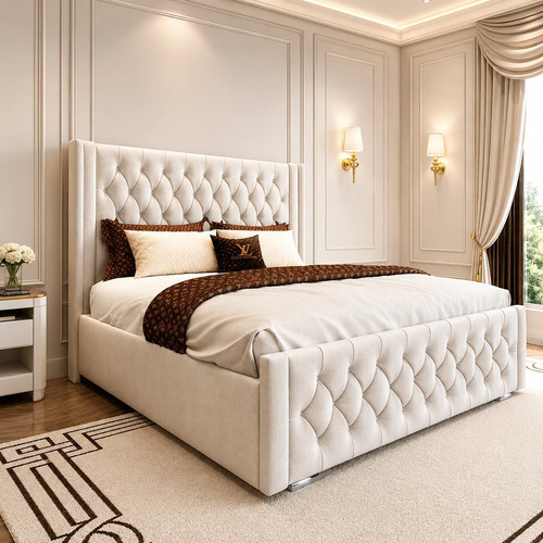 Winged panel plush velvet - velvet, bed