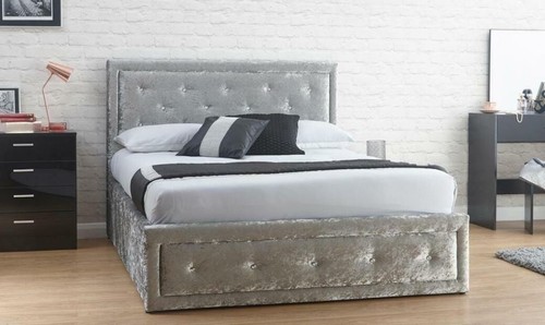 Silver velvet ottoman bed - velvet,