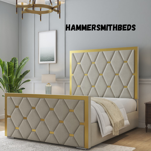 Golden plated bed - frame, plush