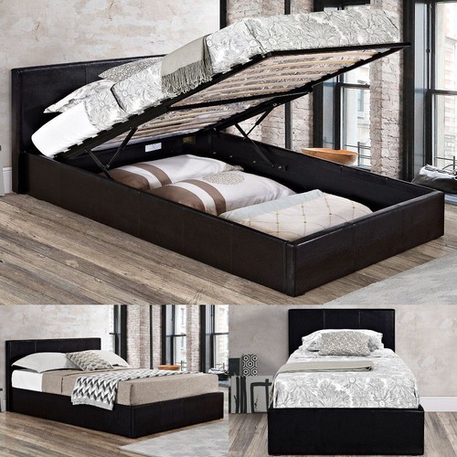 Leather ottoman bed berlin - leather, bed,