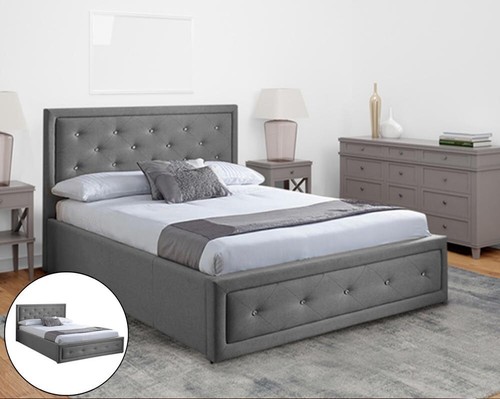 Grey fabric ottoman - grey,